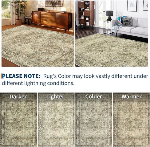 COZYLOOM 10x13 Area Rugs for Living Room, Non Slip Machine Washable Rugs, Low Pile Large Carpet for Bedroom, Dining Room, Home Office(Taupe) in Saudi Arabia