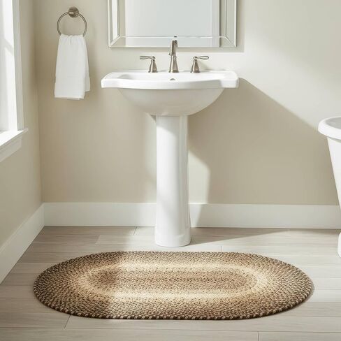Super Area Rugs Braided Rugs 2X3 Farmhouse Kitchen Rug - Ridgewood Braided Rug for Living Room - Reversible - Indoor/Outdoor - Made in USA - Brown Velvet/Beige, 2' X 3' Oval in Saudi Arabia