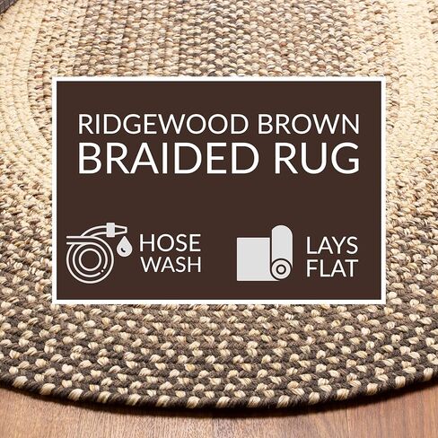 Super Area Rugs Braided Rugs 2X3 Farmhouse Kitchen Rug - Ridgewood Braided Rug for Living Room - Reversible - Indoor/Outdoor - Made in USA - Brown Velvet/Beige, 2' X 3' Oval in Saudi Arabia