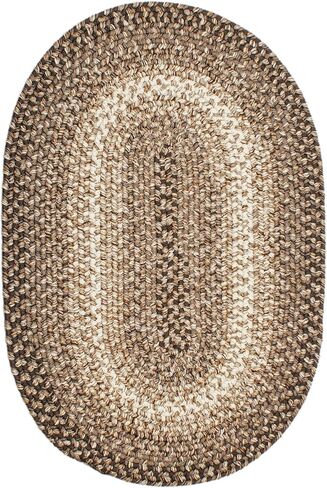 Super Area Rugs Braided Rugs 2X3 Farmhouse Kitchen Rug - Ridgewood Braided Rug for Living Room - Reversible - Indoor/Outdoor - Made in USA - Brown Velvet/Beige, 2' X 3' Oval in Saudi Arabia