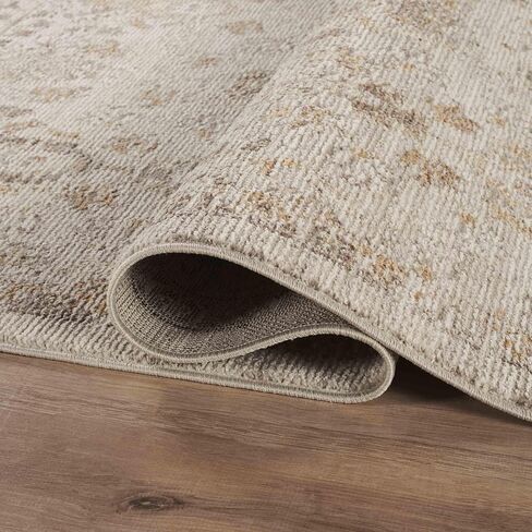 Abani Evelyn Collection Beige Area Rug - 4' x 6' - Floral Pattern, Non-Shedding - Easy to Clean, Durable for Living Rooms, Bedrooms & Offices, Pet & Kid Friendly in Saudi Arabia