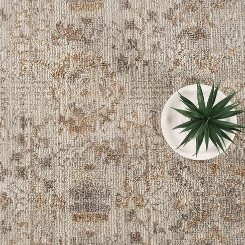 Abani Evelyn Collection Beige Area Rug - 4' x 6' - Floral Pattern, Non-Shedding - Easy to Clean, Durable for Living Rooms, Bedrooms & Offices, Pet & Kid Friendly in Saudi Arabia