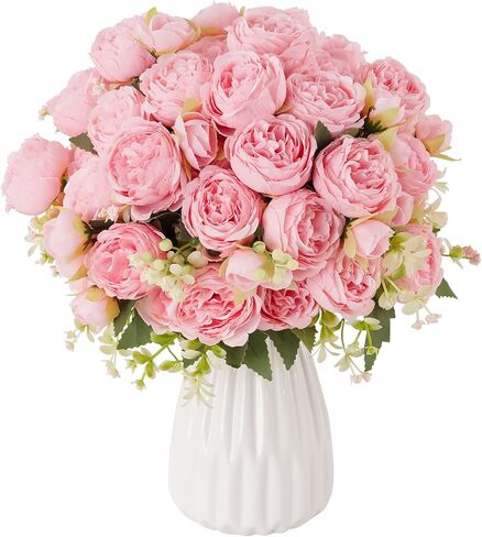 YOUNGLEAVES 3 Pack Peonies Artificial Flowers, Mixed Pink Fake Flowers Silk Peony Flowers Bouquet Decor for Floral Arrangement Wedding Home Table Centerpiece Vase Party Indoor Outdoors Decoration in Saudi Arabia