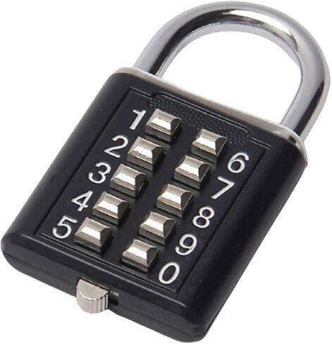 MroMax 1Pcs 10-Digit Combination Padlock Push Button Lock for Locker Gym, Case, Drawer, Toolbox Black in Saudi Arabia