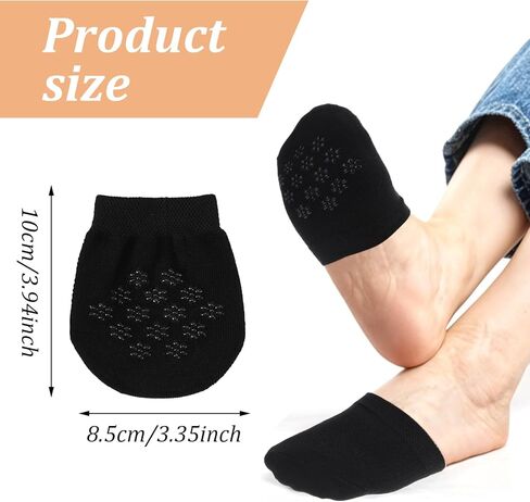 Mabor Half Socks for Women, 6 Pairs Toe Topper Socks No Show Toe Covers Toppers with Silicone Grip Black & Nude Invisible Footies for Flat Clogs in Saudi Arabia