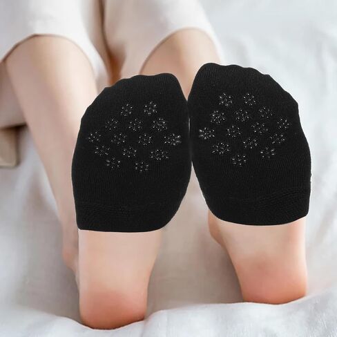 Mabor Half Socks for Women, 6 Pairs Toe Topper Socks No Show Toe Covers Toppers with Silicone Grip Black & Nude Invisible Footies for Flat Clogs in Saudi Arabia