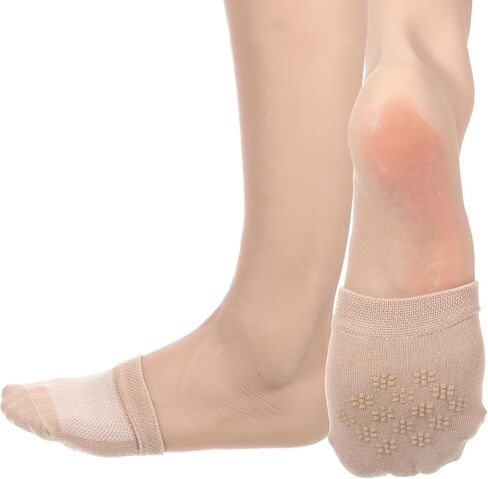 Mabor Half Socks for Women, 6 Pairs Toe Topper Socks No Show Toe Covers Toppers with Silicone Grip Black & Nude Invisible Footies for Flat Clogs in Saudi Arabia