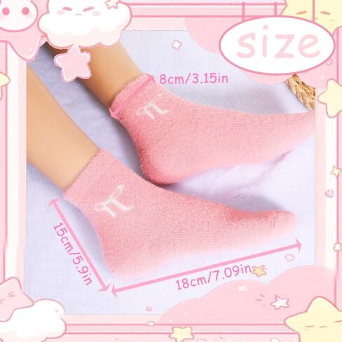 Xthrotsenk 3 Pairs Thick Fluffy Socks Bow Fuzzy Pink Bow Socks for Women Cozy Slipper Sock for Sleeping Sleep Sock for Women for Winter, Pink, White in Saudi Arabia