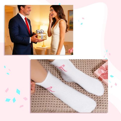 Xthrotsenk 3 Pairs Thick Fluffy Socks Bow Fuzzy Pink Bow Socks for Women Cozy Slipper Sock for Sleeping Sleep Sock for Women for Winter, Pink, White in Saudi Arabia