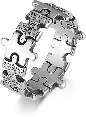 AsAlways Jigsaw Puzzle Ring for Men Women Stainless Steel Highly Polished Statement Ring Jewelry Gift in Saudi Arabia