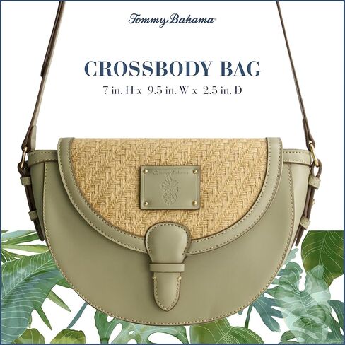 Tommy Bahama Crossbody Bag, Women's Mini Handbag, Woven Design and Adjustable Shoulder Strap, Sage, One Size in Saudi Arabia