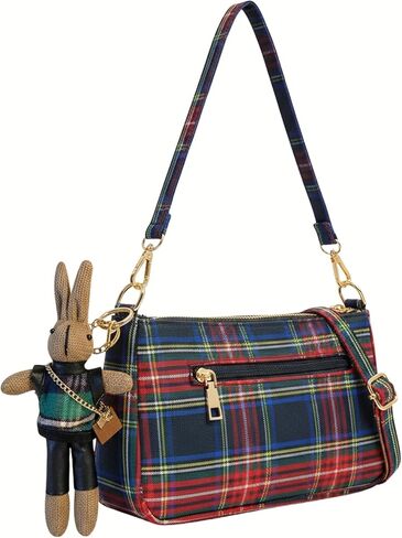 Tartan Plaid Crossbody Bag Teens Cute Everyday Purse Birthday Gift Travel Shoulder Bag Prom Party Clutch Christmas Handbag in Saudi Arabia