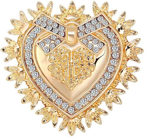 Vintage Baroque Heart Brooch Pin Gold Love Heart Lapel Pin Women Men Suit Coat Pin Badge Crystal Love Heart Corsage Jewelry for Valentine's Day Christmas in Saudi Arabia