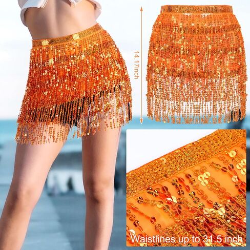 Shihanee Carnival Feather Costume Set Orange Showgirl Style Costumes for Women Including Feather Headpiece Fan Sequin Skirts Heart Shaped Sunglasses Sparkly 1920s Flapper Party Outfits in Saudi Arabia