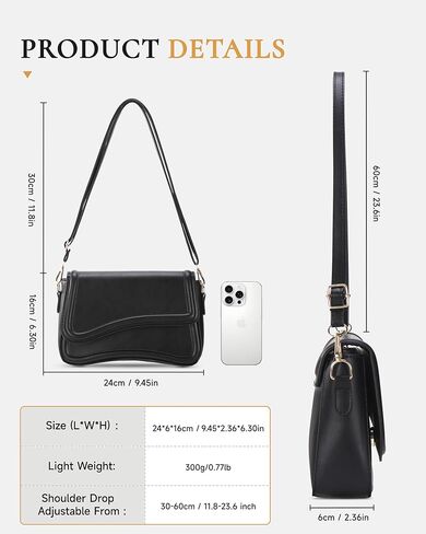 Shoulder Bag for Women,Trendy Purse Vegan Leather Crossbody Purses,Leather Tote Handbag Clutch Hobo Purse,with Zipper Closure for Women with Removable Strap in Saudi Arabia