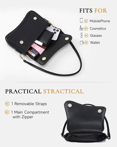 Shoulder Bag for Women,Trendy Purse Vegan Leather Crossbody Purses,Leather Tote Handbag Clutch Hobo Purse,with Zipper Closure for Women with Removable Strap in Saudi Arabia