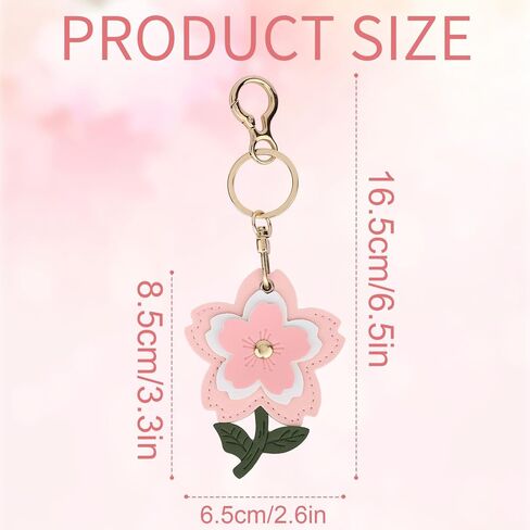 lasuroa Cute Cherry Blossoms Leather Keychain, Waterproof Anti-Scratch Hidden GPS Tracker Case Cover with Key Ring Compatible with Airtag for Wallet Keys Bag Pet Backpack in Saudi Arabia