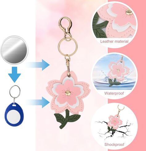 lasuroa Cute Cherry Blossoms Leather Keychain, Waterproof Anti-Scratch Hidden GPS Tracker Case Cover with Key Ring Compatible with Airtag for Wallet Keys Bag Pet Backpack in Saudi Arabia