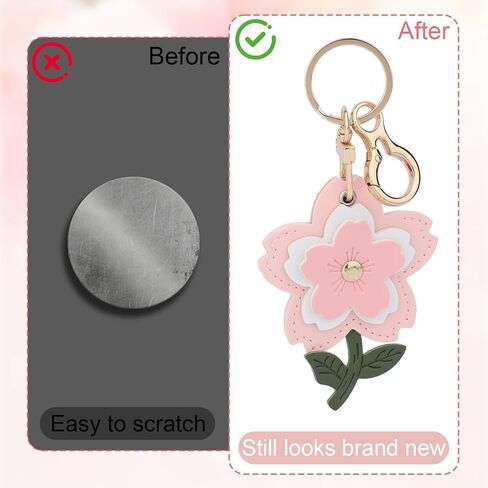 lasuroa Cute Cherry Blossoms Leather Keychain, Waterproof Anti-Scratch Hidden GPS Tracker Case Cover with Key Ring Compatible with Airtag for Wallet Keys Bag Pet Backpack in Saudi Arabia