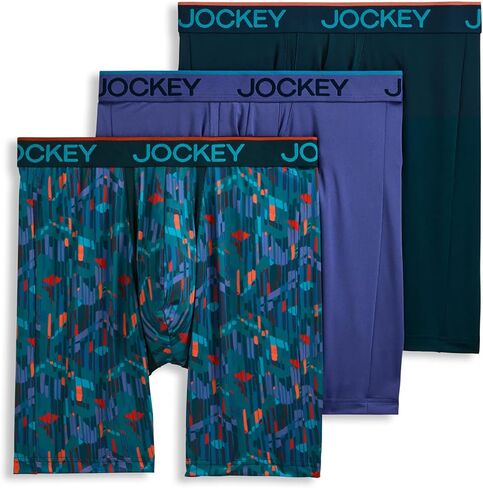 يوكي الرجال الداخليين للرجال chafe chafe pouch microfiber 8.5 "Long Lug Boxer Brief - 3 pack ، bright qua/iron gray/blue out ، m in Kuwait