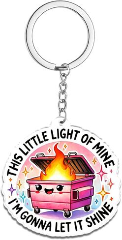 QuLuvaeri Funny Dumpster Fire Keychain Funny Meme keychains, This Little Light of Mine Im Gonna Let It Shine Keychain for Keys, Bags, and Backpacks Teens Adults Party Favor Office Use in Saudi Arabia