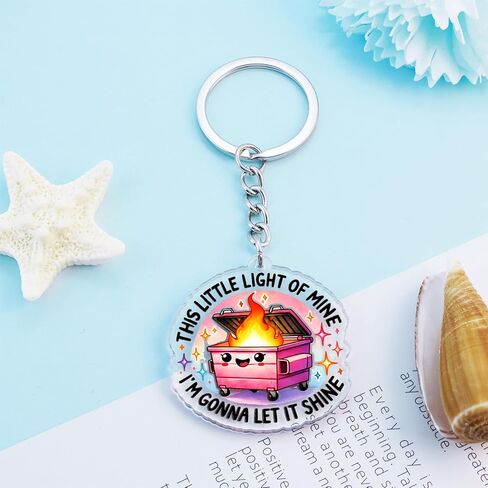 QuLuvaeri Funny Dumpster Fire Keychain Funny Meme keychains, This Little Light of Mine Im Gonna Let It Shine Keychain for Keys, Bags, and Backpacks Teens Adults Party Favor Office Use in Saudi Arabia