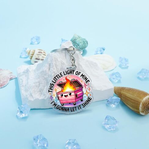 QuLuvaeri Funny Dumpster Fire Keychain Funny Meme keychains, This Little Light of Mine Im Gonna Let It Shine Keychain for Keys, Bags, and Backpacks Teens Adults Party Favor Office Use in Saudi Arabia