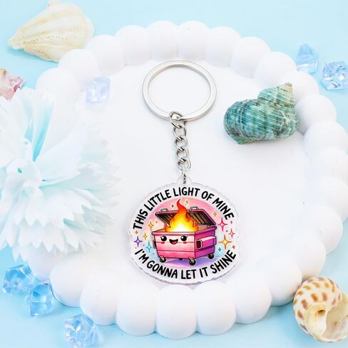 QuLuvaeri Funny Dumpster Fire Keychain Funny Meme keychains, This Little Light of Mine Im Gonna Let It Shine Keychain for Keys, Bags, and Backpacks Teens Adults Party Favor Office Use in Saudi Arabia