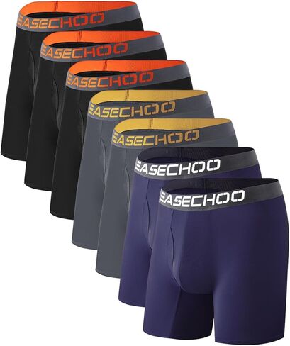 Men's Underwear,Rayon Made from Bamboo Men Boxer Briefs,Ultra Soft,Breathable,No Riding Up Leg,7 Pack in Saudi Arabia