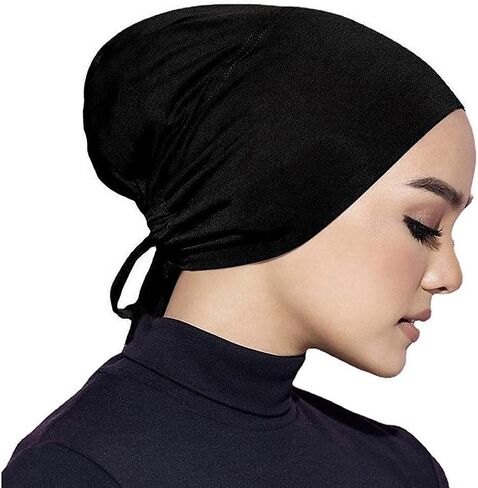 Cotton Women's Scarf Hijab, Women's Hijab Beanie Arabic Hat Skull Hat with Drawstring in Saudi Arabia