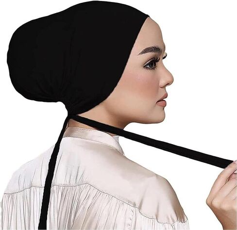 Cotton Women's Scarf Hijab, Women's Hijab Beanie Arabic Hat Skull Hat with Drawstring in Saudi Arabia
