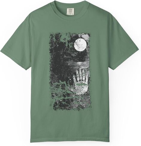 Moonlit Beach Spirit Illustrated T-Shirt | Limited Vintage Grunge Nightscape Tee in Saudi Arabia