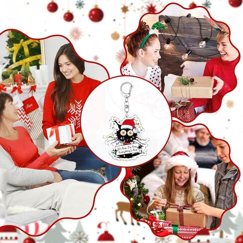 hkoytiup 40 مجموعات عيد الميلاد الإيجابية سلاسل المفاتيح الهدايا الموظف التقدير السائبة مضحك القط الأسود المفاتيح مع أكياس الأورجانزا وانها غرامة كل شيء بطاقات غرامة لزملاء العمل فريق القط عشاق النساء in Kuwait