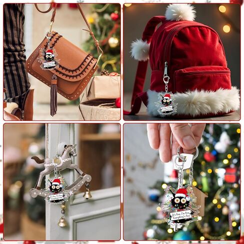 hkoytiup 40 مجموعات عيد الميلاد الإيجابية سلاسل المفاتيح الهدايا الموظف التقدير السائبة مضحك القط الأسود المفاتيح مع أكياس الأورجانزا وانها غرامة كل شيء بطاقات غرامة لزملاء العمل فريق القط عشاق النساء in Kuwait