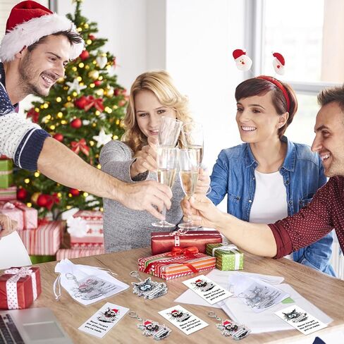 hkoytiup 40 مجموعات عيد الميلاد الإيجابية سلاسل المفاتيح الهدايا الموظف التقدير السائبة مضحك القط الأسود المفاتيح مع أكياس الأورجانزا وانها غرامة كل شيء بطاقات غرامة لزملاء العمل فريق القط عشاق النساء in Kuwait