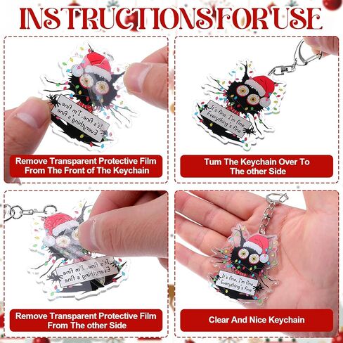 hkoytiup 40 مجموعات عيد الميلاد الإيجابية سلاسل المفاتيح الهدايا الموظف التقدير السائبة مضحك القط الأسود المفاتيح مع أكياس الأورجانزا وانها غرامة كل شيء بطاقات غرامة لزملاء العمل فريق القط عشاق النساء in Kuwait