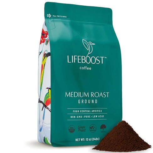 Lifeboost Coffee Ground Medium Roast Coffee - Low Acid Single Origin USDA Organic Coffee - Non-GMO Ground Coffee Third Party Tested For Mycotoxins & Pesticides - 12 Ounces in Saudi Arabia