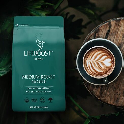 Lifeboost Coffee Ground Medium Roast Coffee - Low Acid Single Origin USDA Organic Coffee - Non-GMO Ground Coffee Third Party Tested For Mycotoxins & Pesticides - 12 Ounces in Saudi Arabia