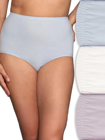 Vanity Fair Women's High Waisted Underwear, Full Coverage Ladies Panties, Perfectly Yours Briefs, Cotton - Shirting Blue/Star White/Carless Lilac, 6 in Saudi Arabia