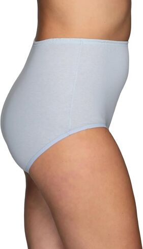 Vanity Fair Women's High Waisted Underwear, Full Coverage Ladies Panties, Perfectly Yours Briefs, Cotton - Shirting Blue/Star White/Carless Lilac, 6 in Saudi Arabia