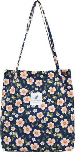 حقيبة TeeYee Corduroy Tote Bag حقائب يد كاجوال حقيبة Crossbady ذات سعة كبيرة للتسوق حقائب الكتف وحقائب العمل وحقيبة السفر | حقيبة للمتسوقين، قفل بالإطباق، جيوب متعددة، تصميم متعدد الأنماط in Kuwait