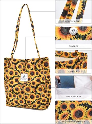 حقيبة TeeYee Corduroy Tote Bag حقائب يد كاجوال حقيبة Crossbady ذات سعة كبيرة للتسوق حقائب الكتف وحقائب العمل وحقيبة السفر | حقيبة للمتسوقين، قفل بالإطباق، جيوب متعددة، تصميم متعدد الأنماط in Kuwait
