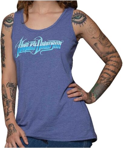 Harley-Davidson Women's Blue Chrome Sleeveless Fullback Tank Top, Neptune Blue in Saudi Arabia