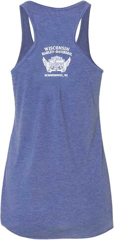 Harley-Davidson Women's Blue Chrome Sleeveless Fullback Tank Top, Neptune Blue in Saudi Arabia