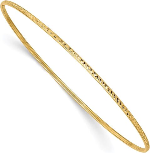 Jewelry Affairs 14k Yellow Gold 1.5mm Diamond Cut Slip-on Bangle Bracelet, 8 Inches in Saudi Arabia