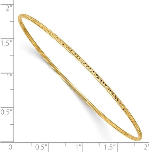 Jewelry Affairs 14k Yellow Gold 1.5mm Diamond Cut Slip-on Bangle Bracelet, 8 Inches in Saudi Arabia