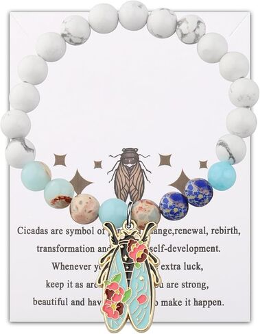 WSNANG Inspirational Cicada Gift Cicada Lover Bracelet Cicada Insect Charm Entomologist Gift Cicada Themed Jewelry in Saudi Arabia