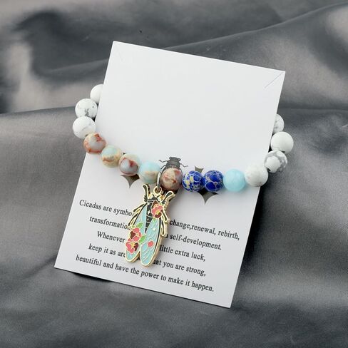 WSNANG Inspirational Cicada Gift Cicada Lover Bracelet Cicada Insect Charm Entomologist Gift Cicada Themed Jewelry in Saudi Arabia