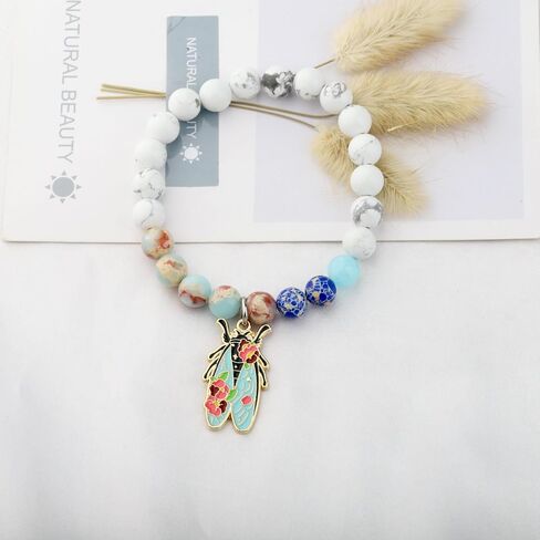 WSNANG Inspirational Cicada Gift Cicada Lover Bracelet Cicada Insect Charm Entomologist Gift Cicada Themed Jewelry in Saudi Arabia
