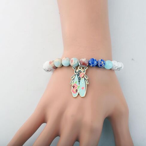 WSNANG Inspirational Cicada Gift Cicada Lover Bracelet Cicada Insect Charm Entomologist Gift Cicada Themed Jewelry in Saudi Arabia